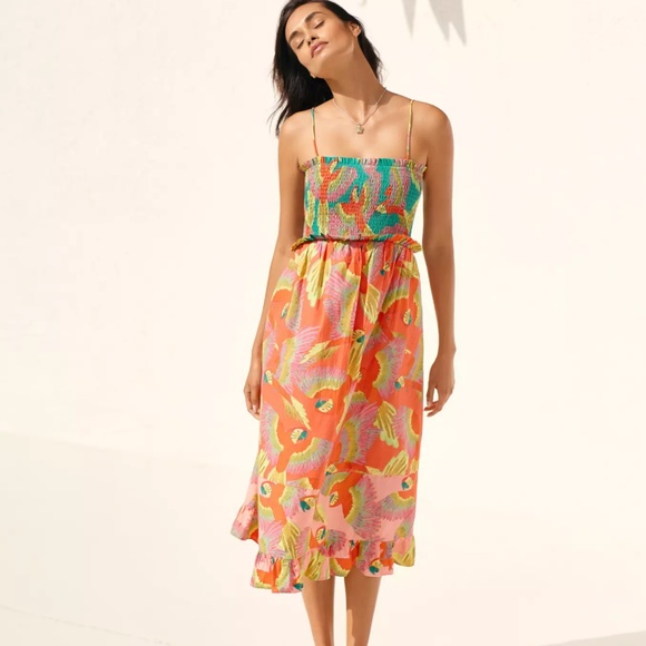 FARM Rio Other - 🦜NWT Farm Rio x Anthropologie Smocked Cover-Up Midi Dress